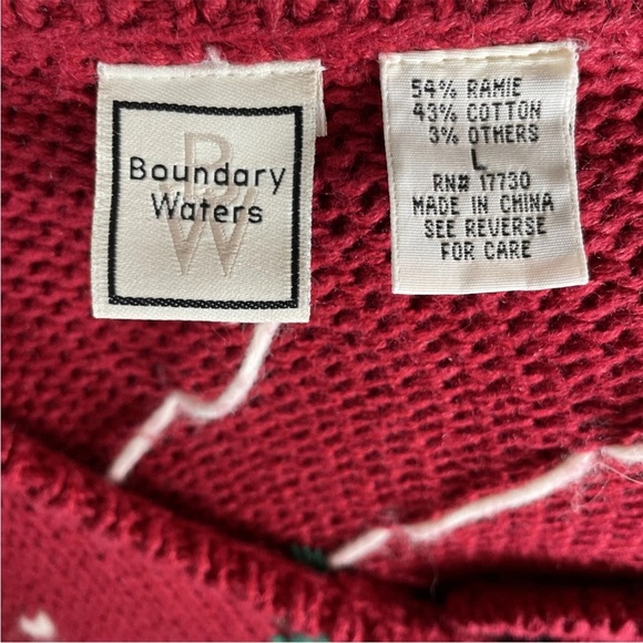 Vintage Boundary Waters Christmas Cardigan Sweater Womens Size Large Snowmen - Picture 6 of 6